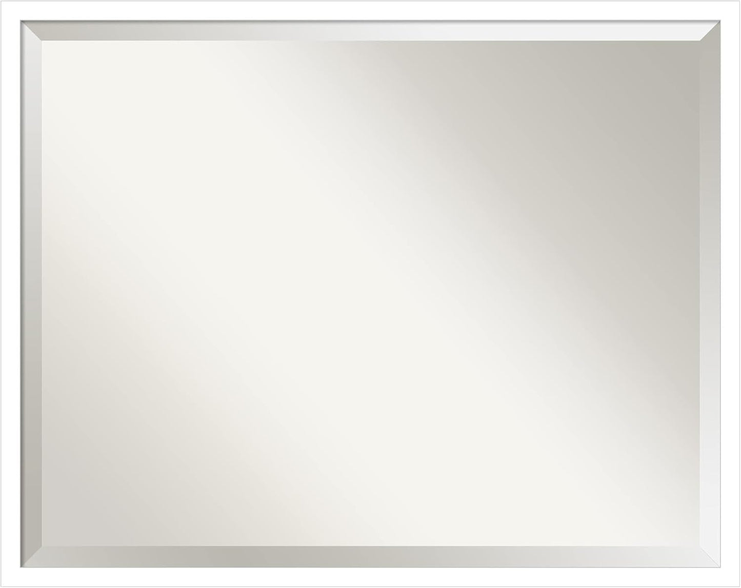 Amanti Art White Bathroom Mirror for Over Sink, 24x30 Svelte White Rectangle Vanity Mirror, Large Modern Contemporary Wood Frame, Hangs Horizonally and Vertically, Bathroom Wall Decor, Beveled Edge