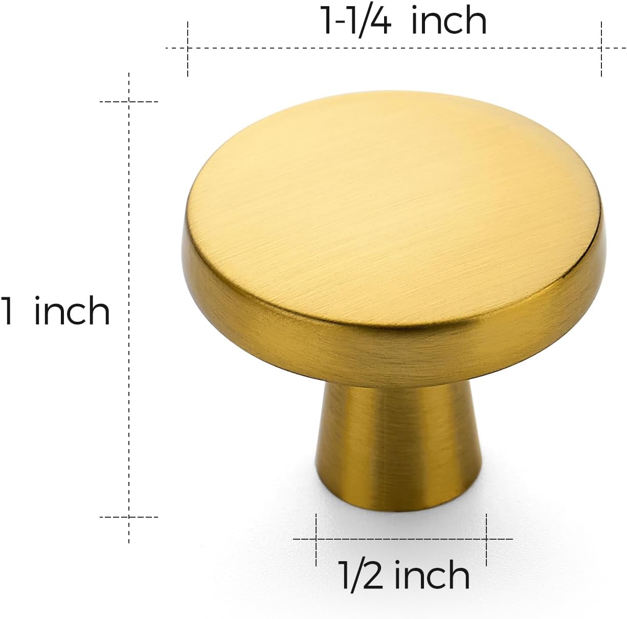 Ravinte 30Pack Drawer Pulls 1-1/4 Inch Kitchen Cabinet Knobs Solid Brushed Brass Round Dresser Drawer Knobs Gold Dresser Knobs Drawer Knobs Simple Cabinet Hardware for Cupboard Drawer Pulls