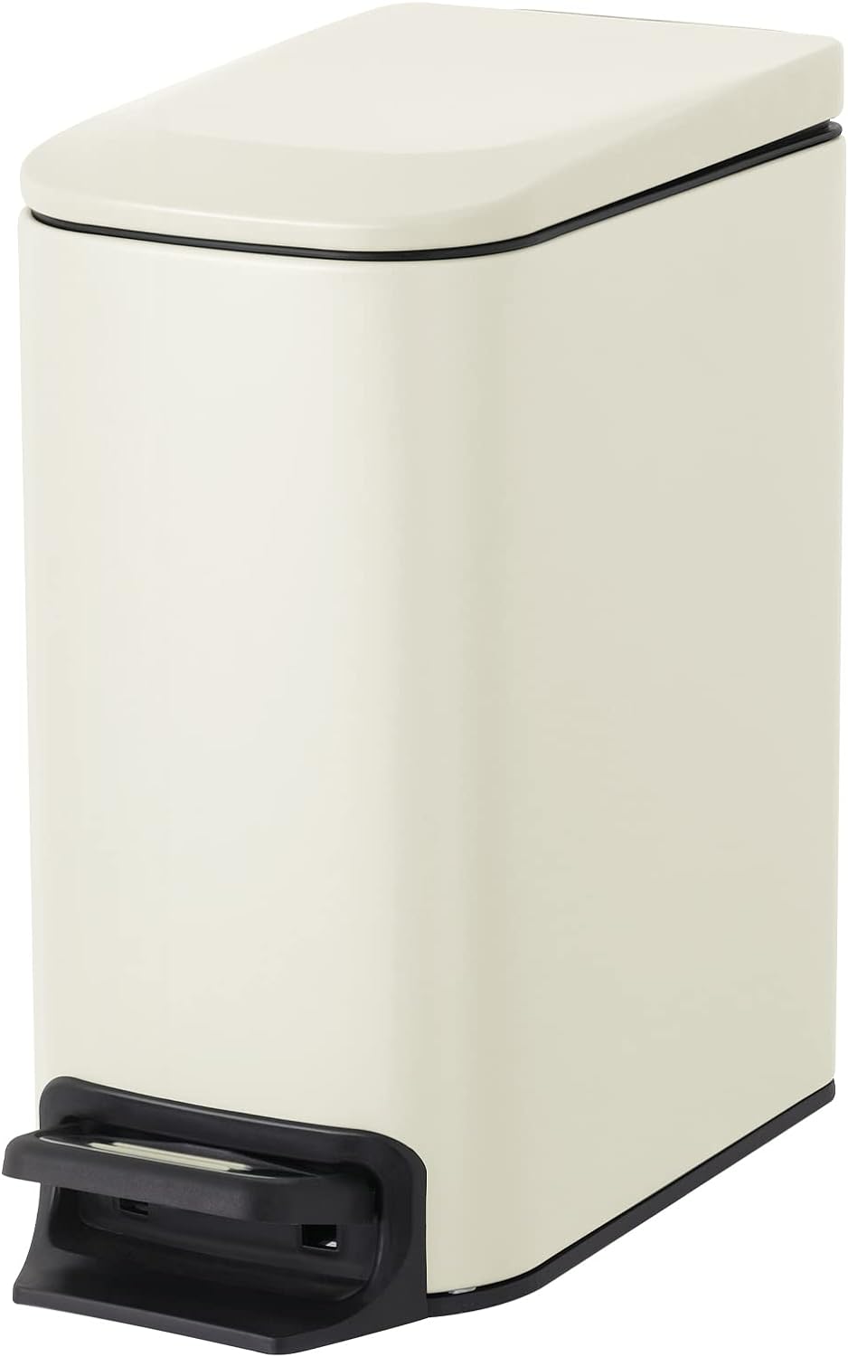 Cesun Small Bathroom Trash Can with Lid Soft Close, Step Pedal, 6 Liter / 1.6 Gallon Stainless Steel Garbage Can with Removable Inner Bucket, Anti-Fingerprint Finish (Creamy White)