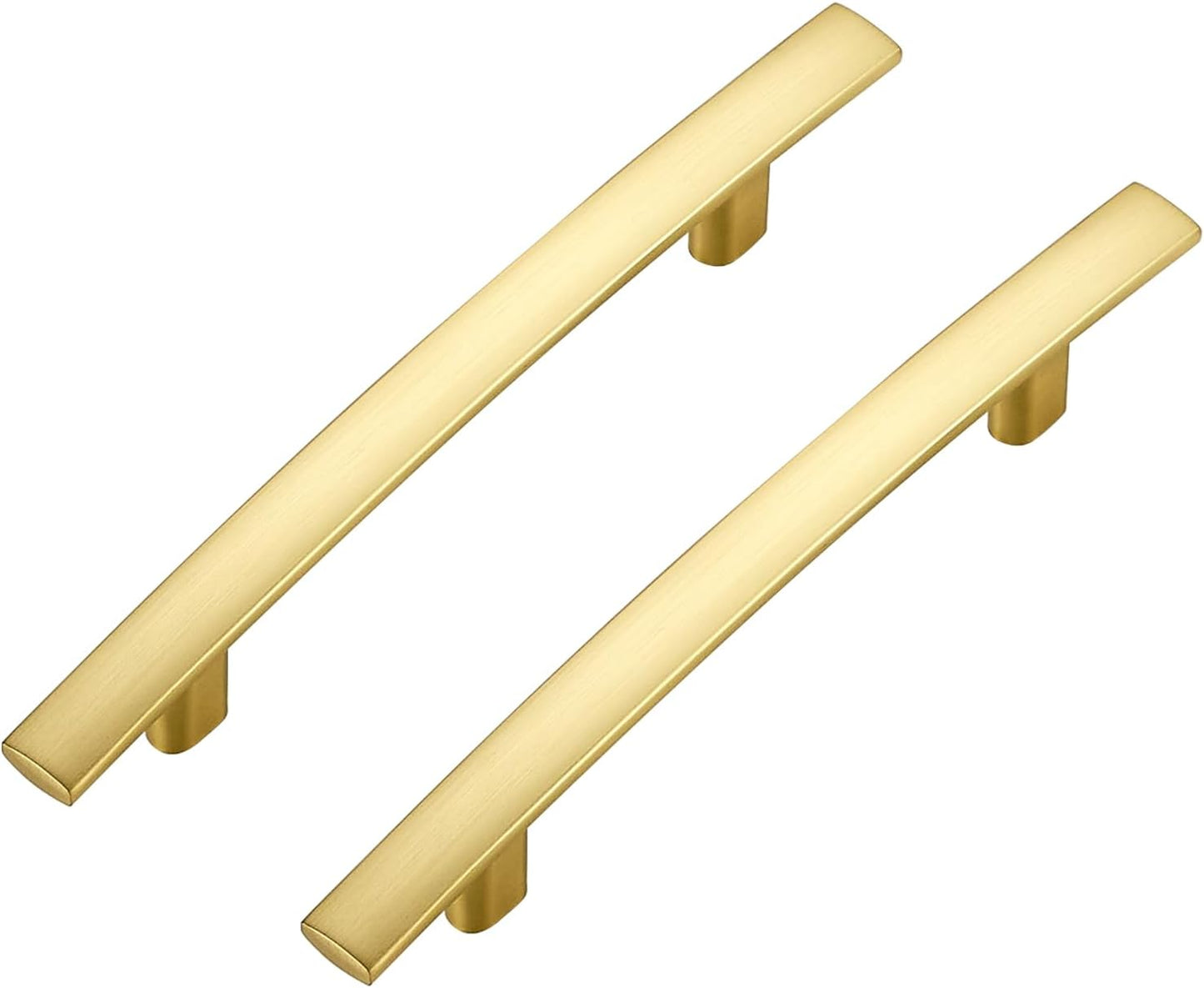 5 Pack Cabinet Handles 3.75" Hole Center - Curved Cabinet Pulls Brushed Brass Drawer Pulls for Kitchen Cupboard Solid Handles for Dresser Drawer Arch Closet Hardware