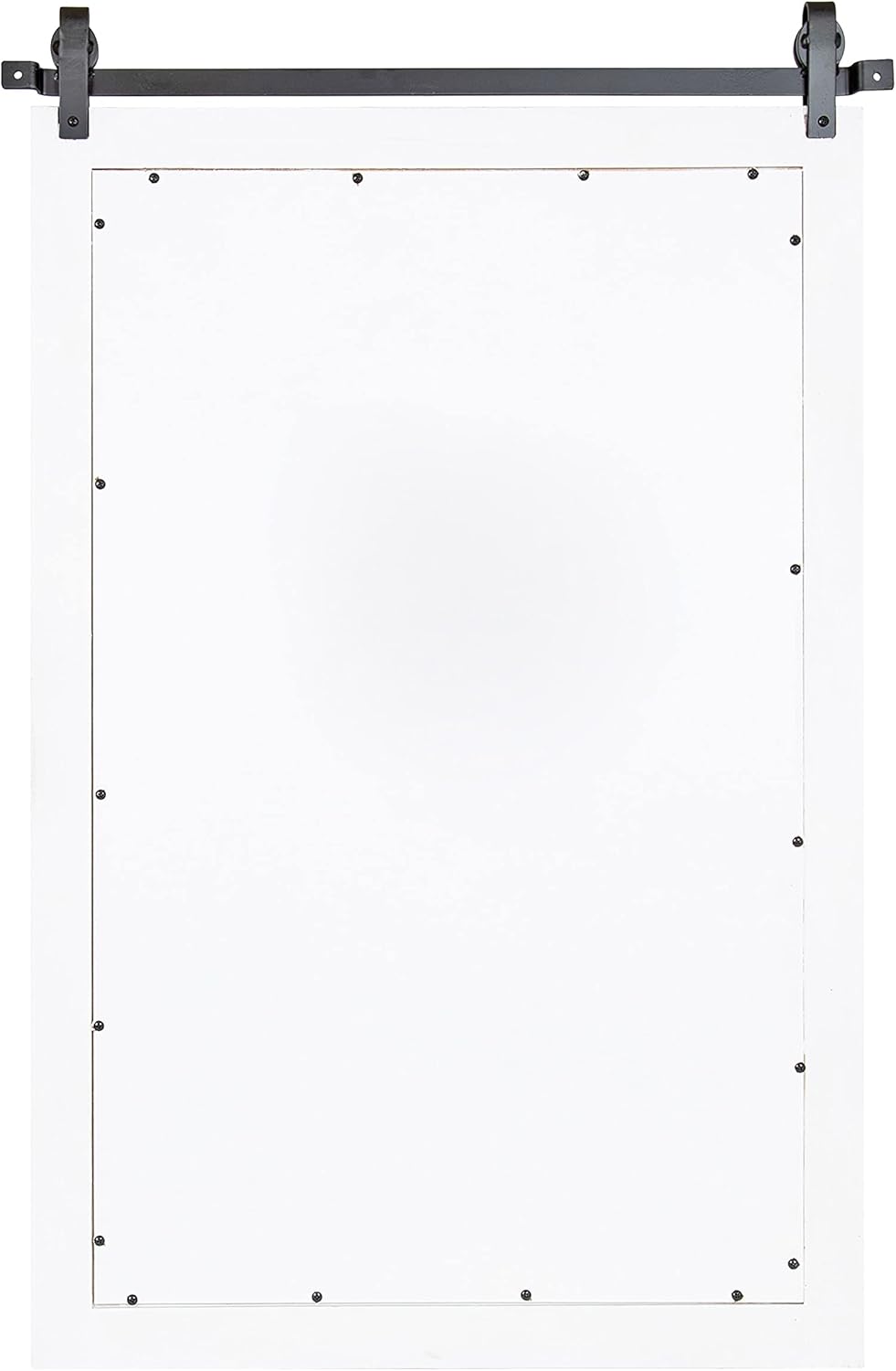 Kate and Laurel Cates Farmhouse Wood Framed Wall Mirror, 24 x 38, White, Barn Door-Inspired Rustic Mirrors for Wall