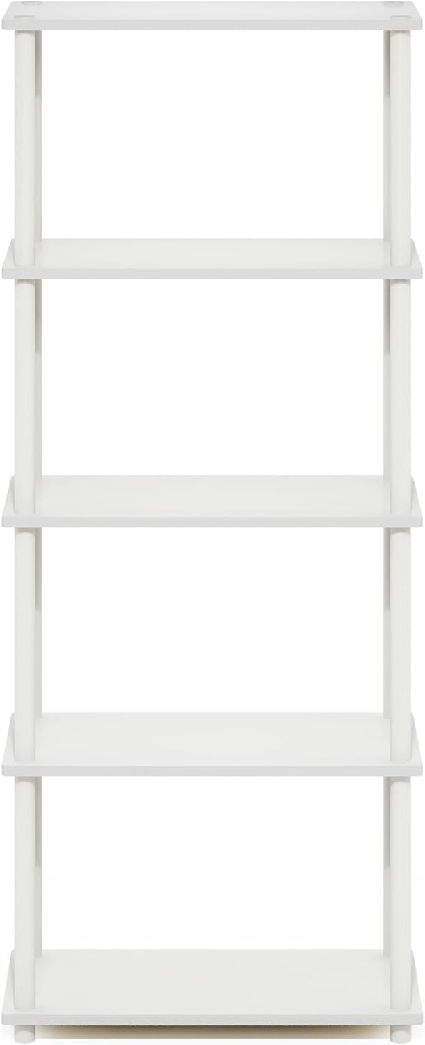 Furinno Turn-N-Tube 5-Tier Multipurpose Shelf Display Rack, White/White
