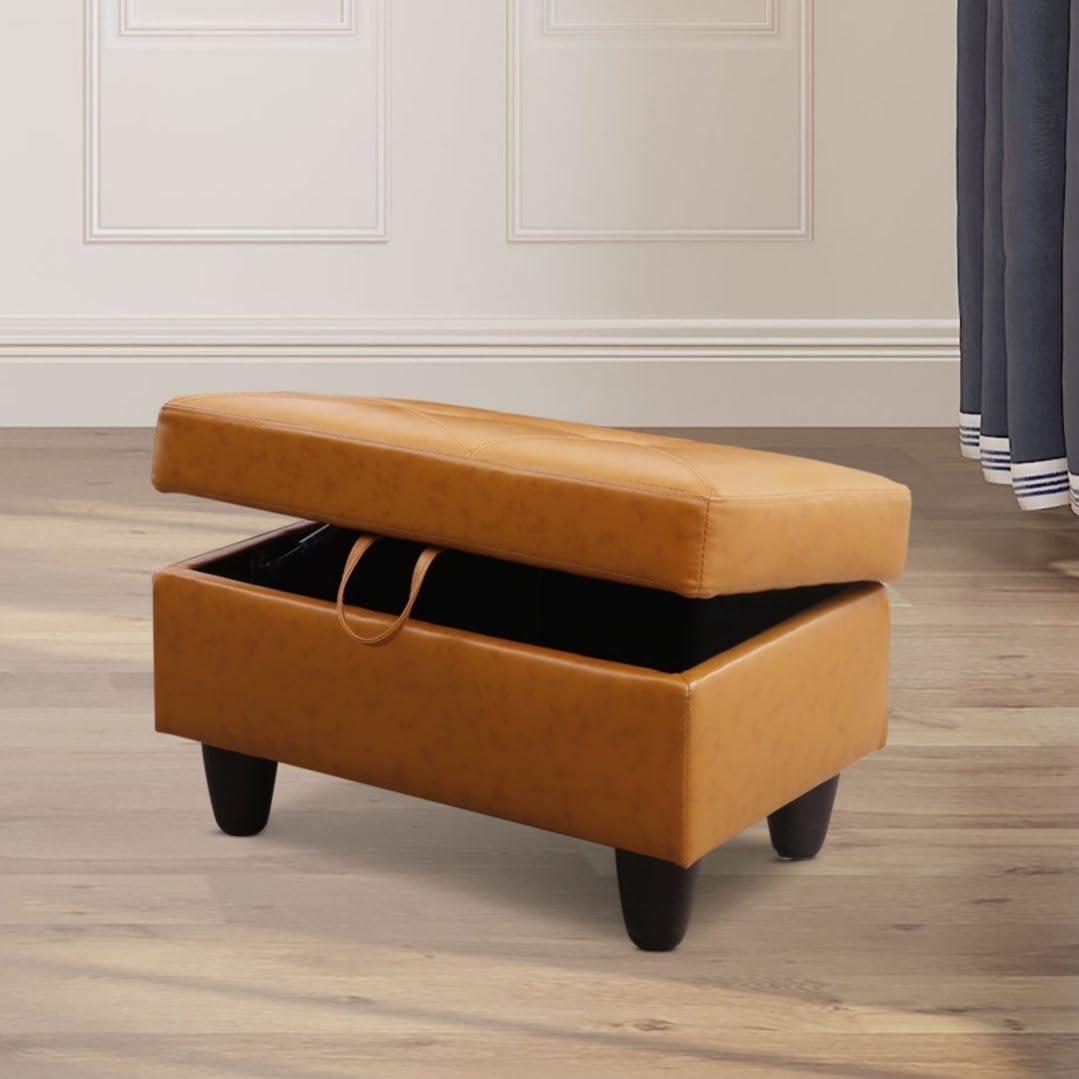 Ginger L-Shaped 3-Piece Faux Leather Sofa with Storage Ottoman Set, Sectional Couch Sofa Set for Living Room, Office, Small Space