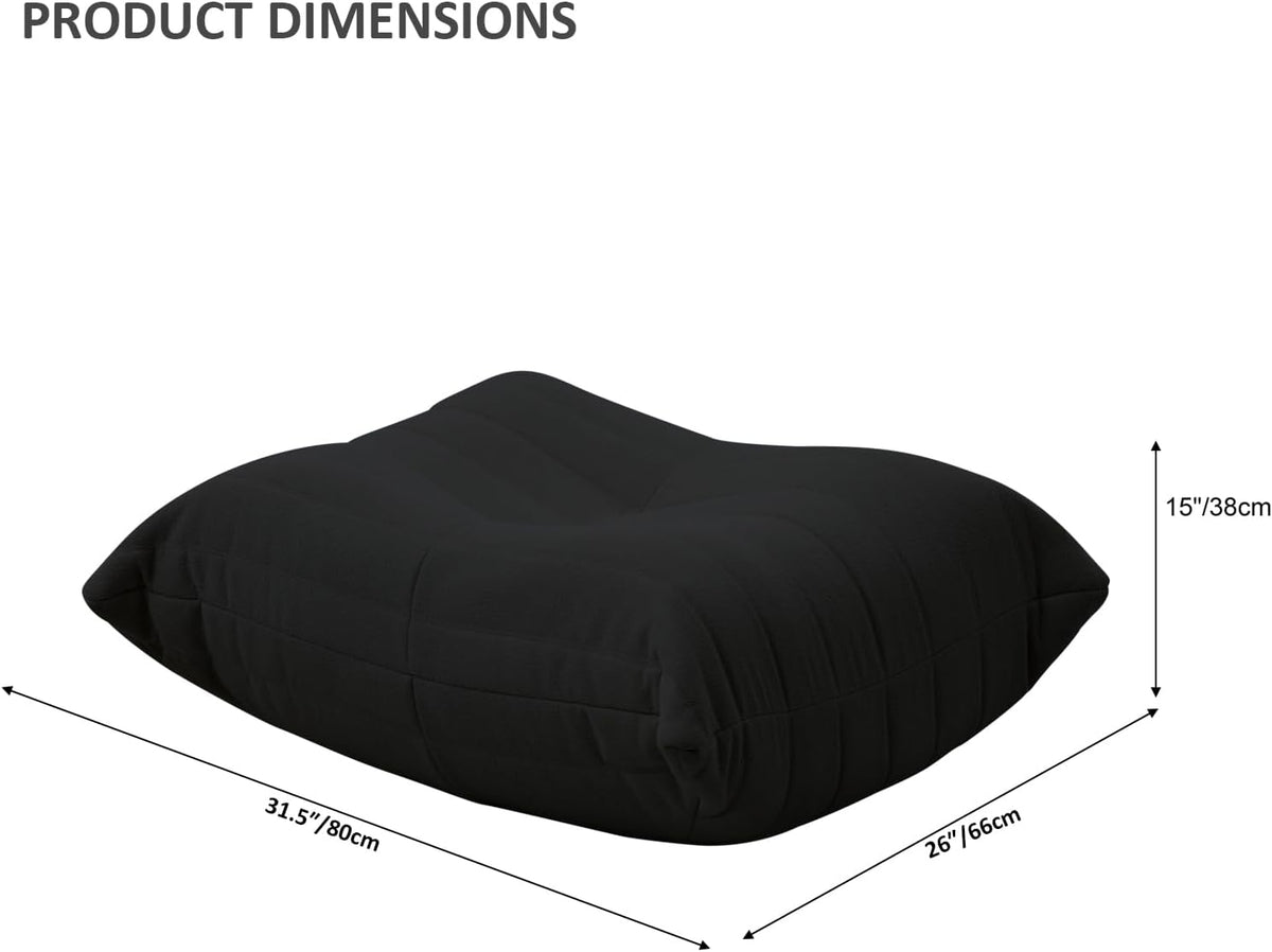 Luxury Ottomans, Modern Square Foot Rest for Sofa Couch Chair, Lazy Floor Seating, Fireside Bean Bag Chair, Tatami Sofa Lounger for Living Room, Bedroom, Office, Black