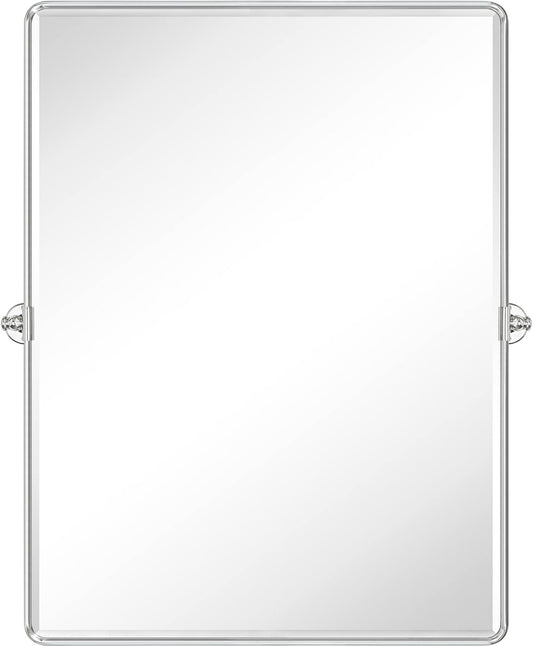 TEHOME 30x40'' Chrome Pivot Mirror Bathroom Tilt Vanity Mirror Large 40x30'' Polished Nickel Metal Framed Rectangle Tilting Beveled Vanity Mirrors for Wall, Vertical