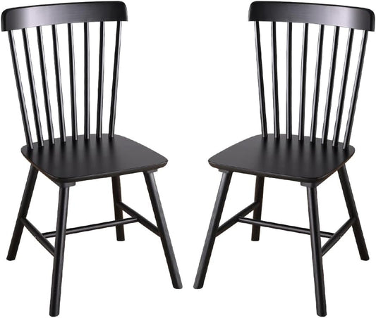 Wooden Windsor Dining Chairs Set of 2 Wood Dining Room Chair Black Spindle Side Kitchen Room Country Farmhouse Chairs