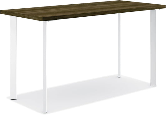 HON Coze Home Office Desks, Sturdy Table Computer Desk, 54", Walnut Top, White Base