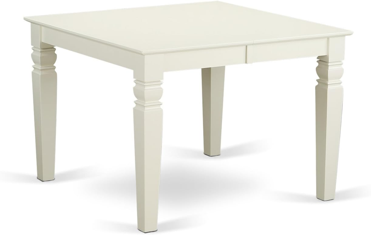 East West Furniture WEIP7-LWH-W 7 Piece Dining Table Set Consist of a Rectangle Dining Room Table with Butterfly Leaf and 6 Wooden Seat Chairs, 42x60 Inch, Linen White