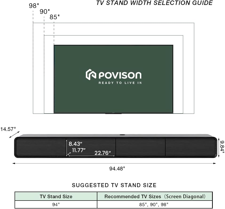 Fully-Assembled Minimalist Floating TV Stand, Modern Wall-Mounted Entertainment Center with 4 Flip-Down Cabinet Doors, Solid Wood Media Console, Black Oak, 94"