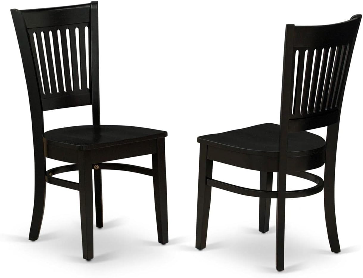 East West Furniture DMVA5-BLK-W 5 Piece Dinette Set for 4 Includes a Round Dining Room Table with Dropleaf and 4 Dining Chairs, 42x42 Inch, Black
