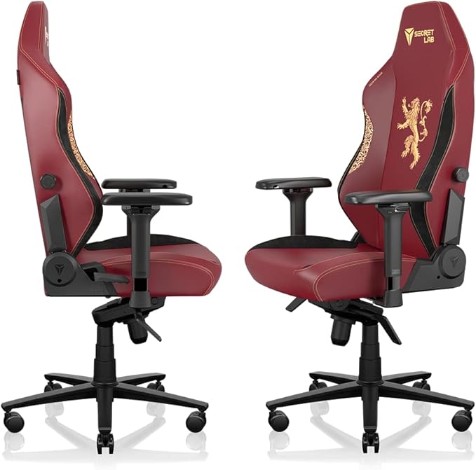 Secretlab Titan Evo House Lannister Gaming Chair - Reclining & Heavy Duty Computer Chair with 4D Armrests - Magnetic Head Pillow & Lumbar Support - Up to 395 lbs - Red/Gold - Leatherette