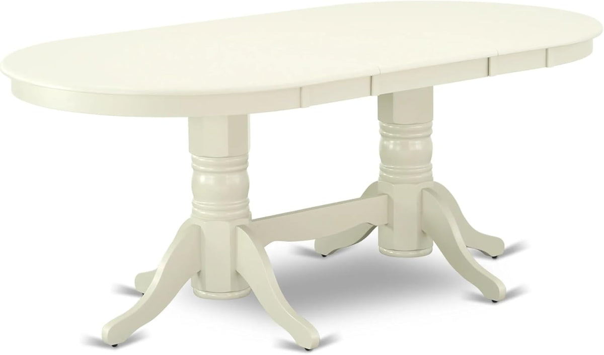 East West Furniture VAAS5-LWH-41 5 Piece Dining Table Set consists A Modern Dinner Table and 4 Platinum Gray Polyester Fabric Mid-Century Chairs with Stylish Back- Linen White Finish
