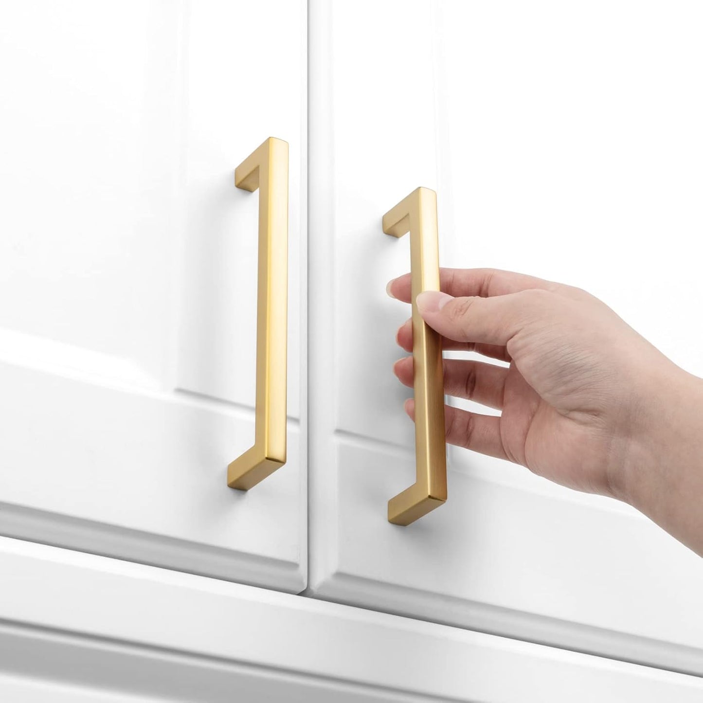 KOOFIZO 30-Pack Solid Square Bar Cabinet Handle - Brushed Gold Furniture Pull, 5 Inch/128mm Screwhole Distance for Kitchen Cupboard Door, Bedroom Dresser Drawer, Bathroom Wardrobe Hardware