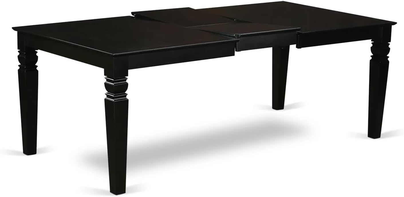 East West Furniture LGDA7-BLK-23 7 Piece Dining Table Set Contains a Rectangle Kitchen Table with Butterfly Leaf and 6 Polyester Fabric Upholstered Chairs, 42x84 Inch, Black