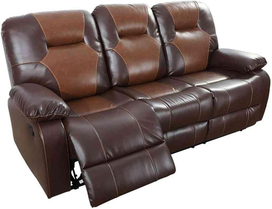 Manual Breathing Leather Reclining Sofa, Comfortable Wide Lazy Leather Couch for Living Room (Brown, Three-Seater)