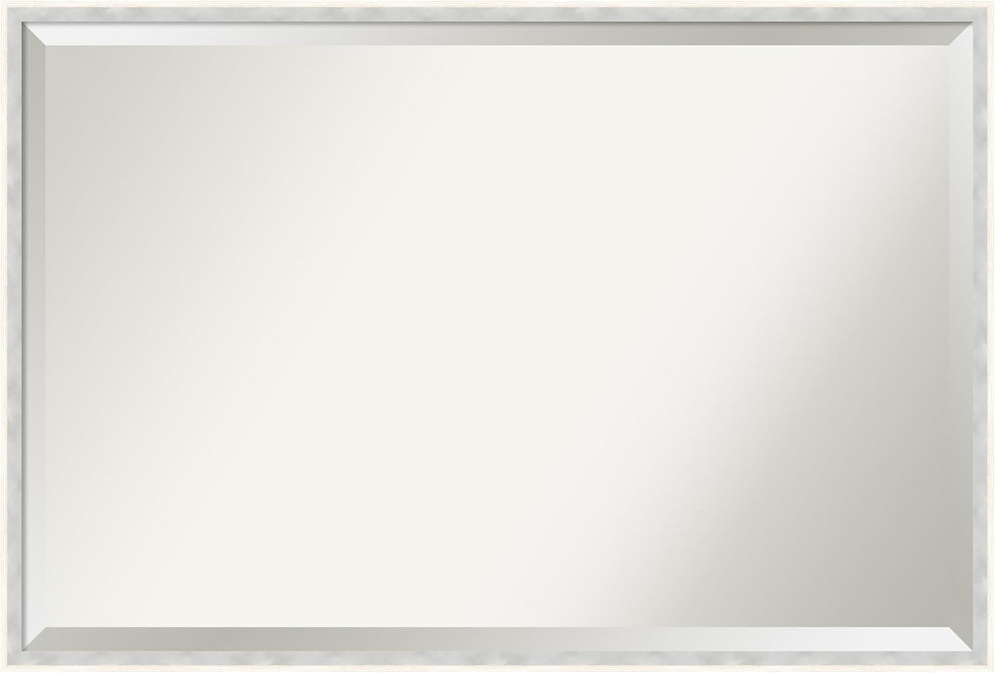 Amanti Art White Bathroom Mirror for Over Sink, 25x37 Paige White Silver Rectangle Vanity Mirror, Large Modern Contemporary Wood Frame, Hangs Horizonally and Vertically, Bathroom Wall Decor, Beveled