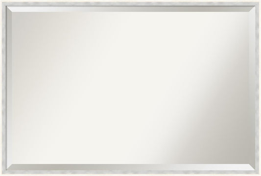 Amanti Art White Bathroom Mirror for Over Sink, 25x37 Paige White Silver Rectangle Vanity Mirror, Large Modern Contemporary Wood Frame, Hangs Horizonally and Vertically, Bathroom Wall Decor, Beveled