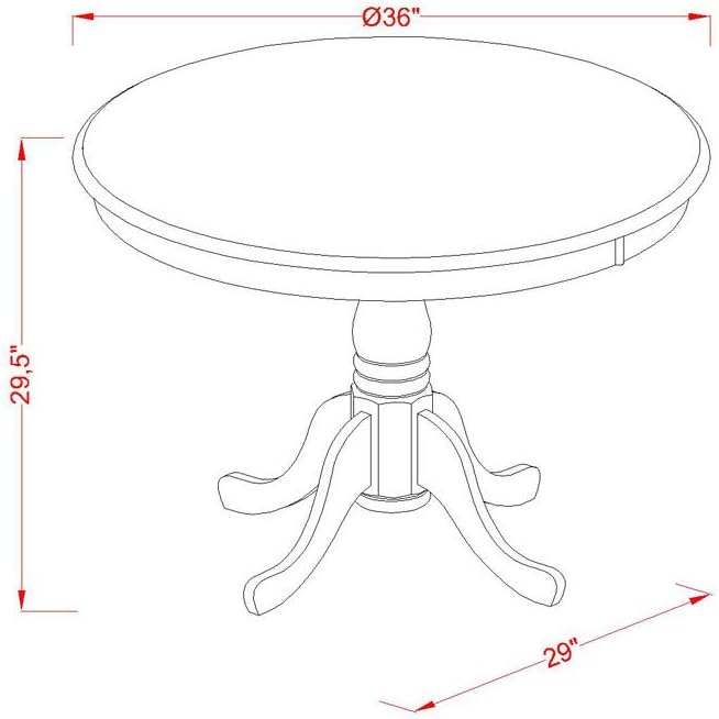 East West Furniture ANAV5-OAK-C 5 Piece Kitchen Table Set for 4 Includes a Round Dining Table with Pedestal and 4 Linen Fabric Dining Room Chairs, 36x36 Inch, Oak