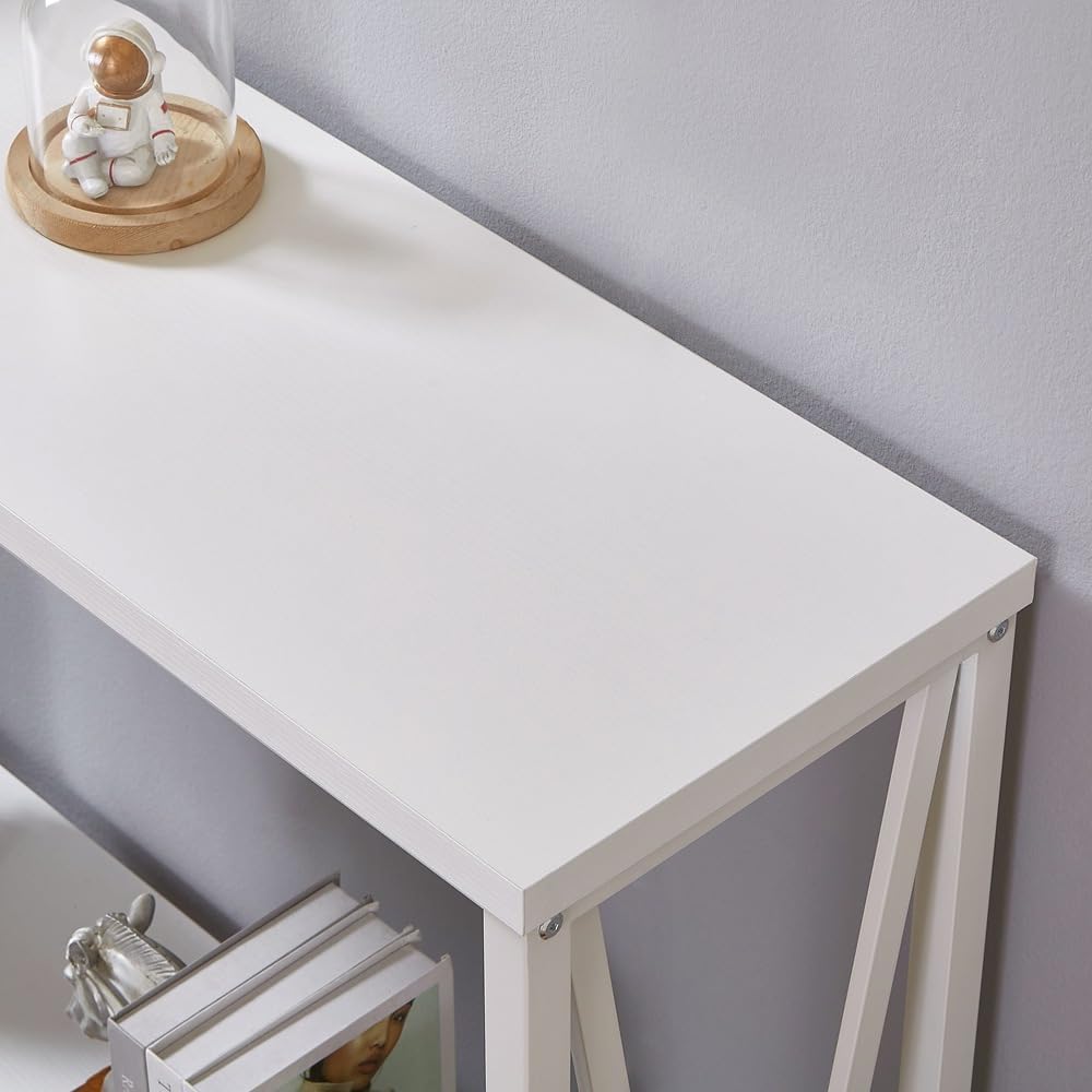 EXCEFUR Rustic Sofa Table, Industrial Console Table for Entryway, Wood and Metal Hallway Table for Living Room, White Oak