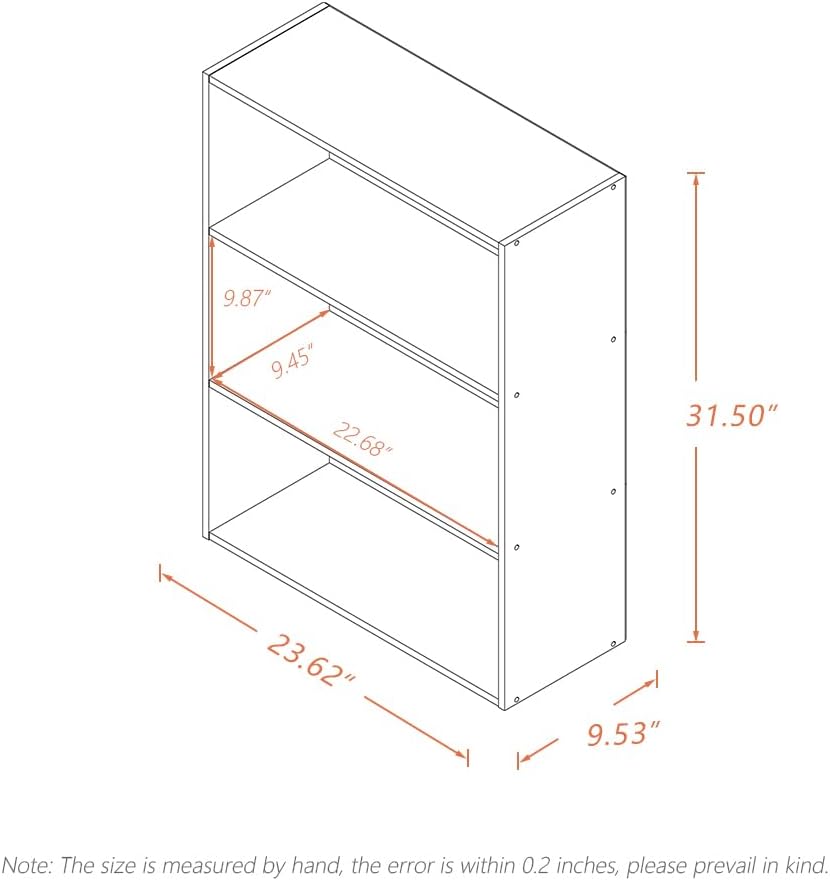 Basic Open Shelf Bookcase - 3-Tier Wooden Cube Storage Shelves Split Bookshelf, White