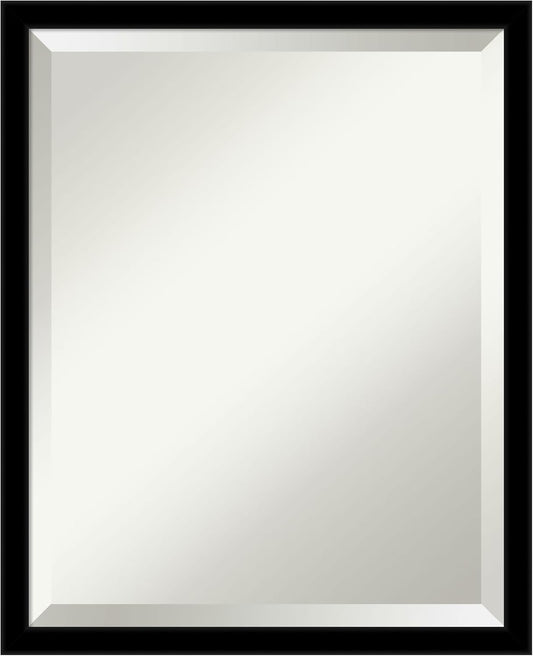 Amanti Art Black Bathroom Mirror for Over Sink, 22x18 Jet Black Rectangle Vanity Mirror, Small Modern Contemporary Frame, Hangs Horizonally and Vertically, Bathroom Wall Decor, Beveled Edge