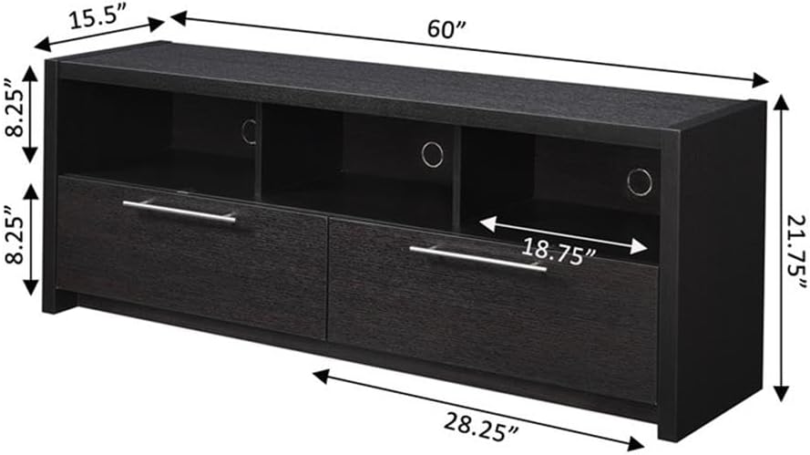 Convenience Concepts Newport Marbella 60 inch TV Stand with Cabinets and Shelves Home_Furniture_and_Decor, unspecified, Espresso