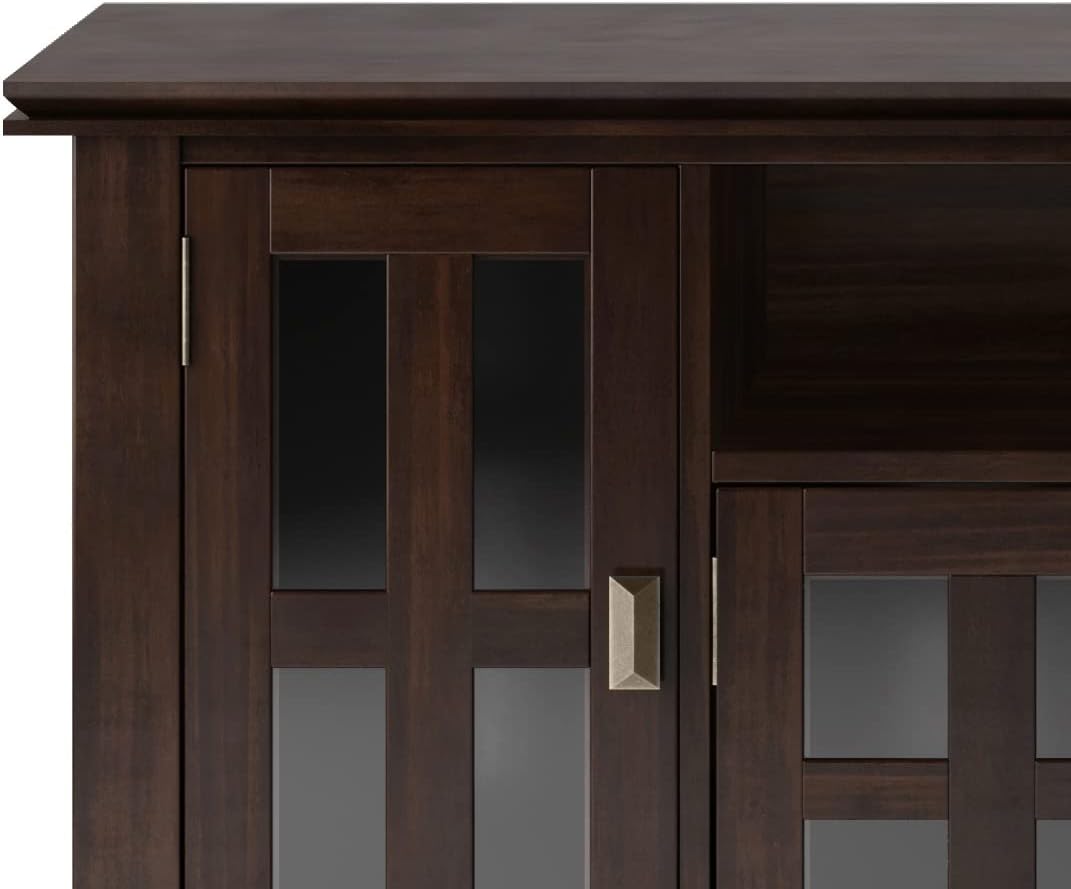 SIMPLIHOME Artisan SOLID WOOD 72 inch Wide Transitional TV Media Stand in Tobacco Brown For TVs up to 80 inches for the Living Room and Entertainment Center