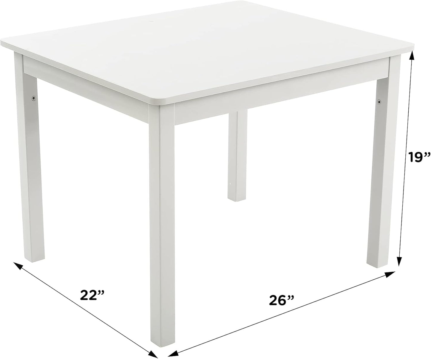 Humble Crew Kids Wooden Table and 4 Chairs Set, White/Pink/Purple/Aqua - Kids Table and Chair Set for Toddlers and Children for Arts, Crafts, and Snack Time - Sturdy, Durable Toddler Activity Table