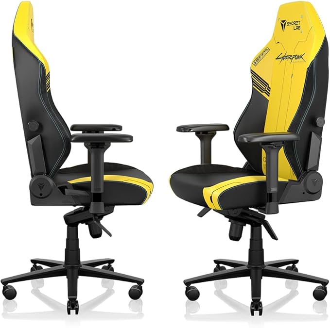 Secretlab Titan Evo Cyberpunk 2077 Gaming Chair - Reclining - Ergonomic & Comfortable Computer Chair with 4D Armrests - Magnetic Head Pillow & 4-Way Lumbar Support - Yellow/Black - Leatherette