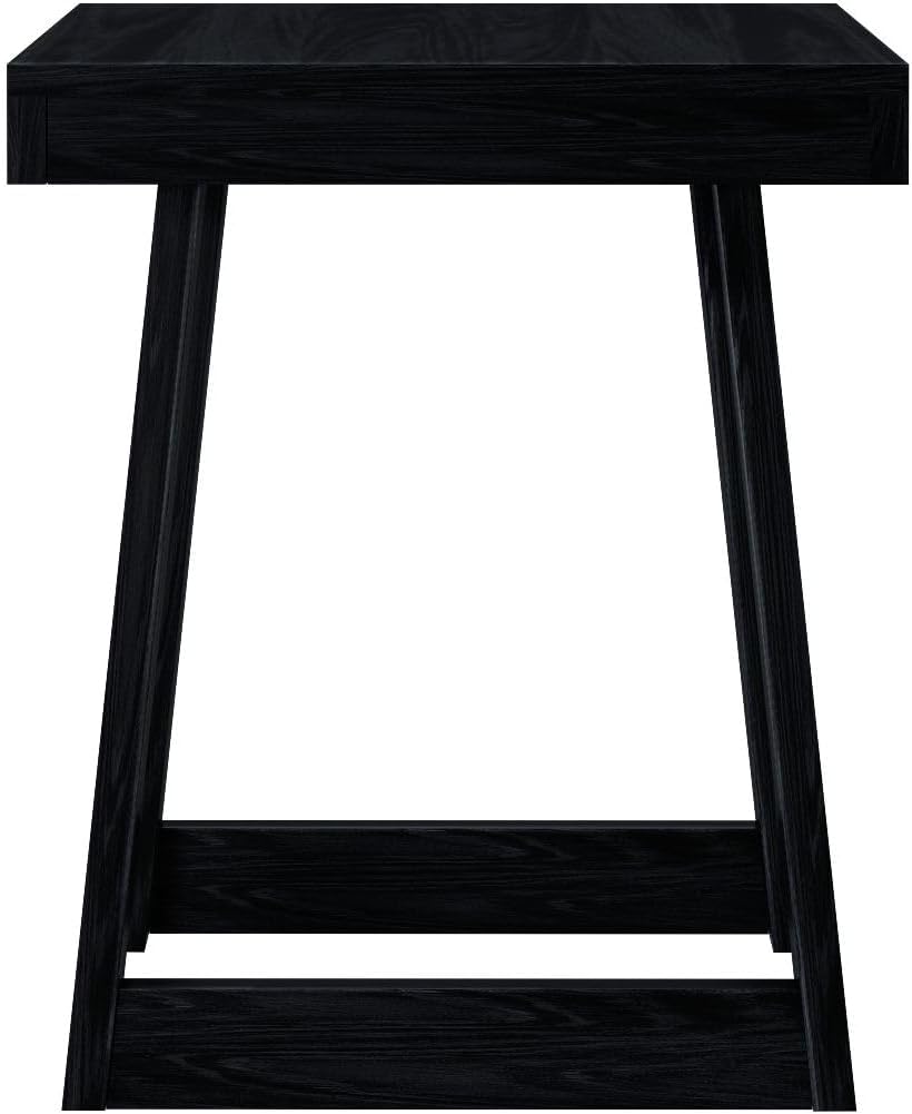 Plank+Beam Classic Square Side Table, Slim Side Table for Living Room, Narrow Nightstand for Small Spaces, Wood End Table for Bedroom, Black Wirebrush