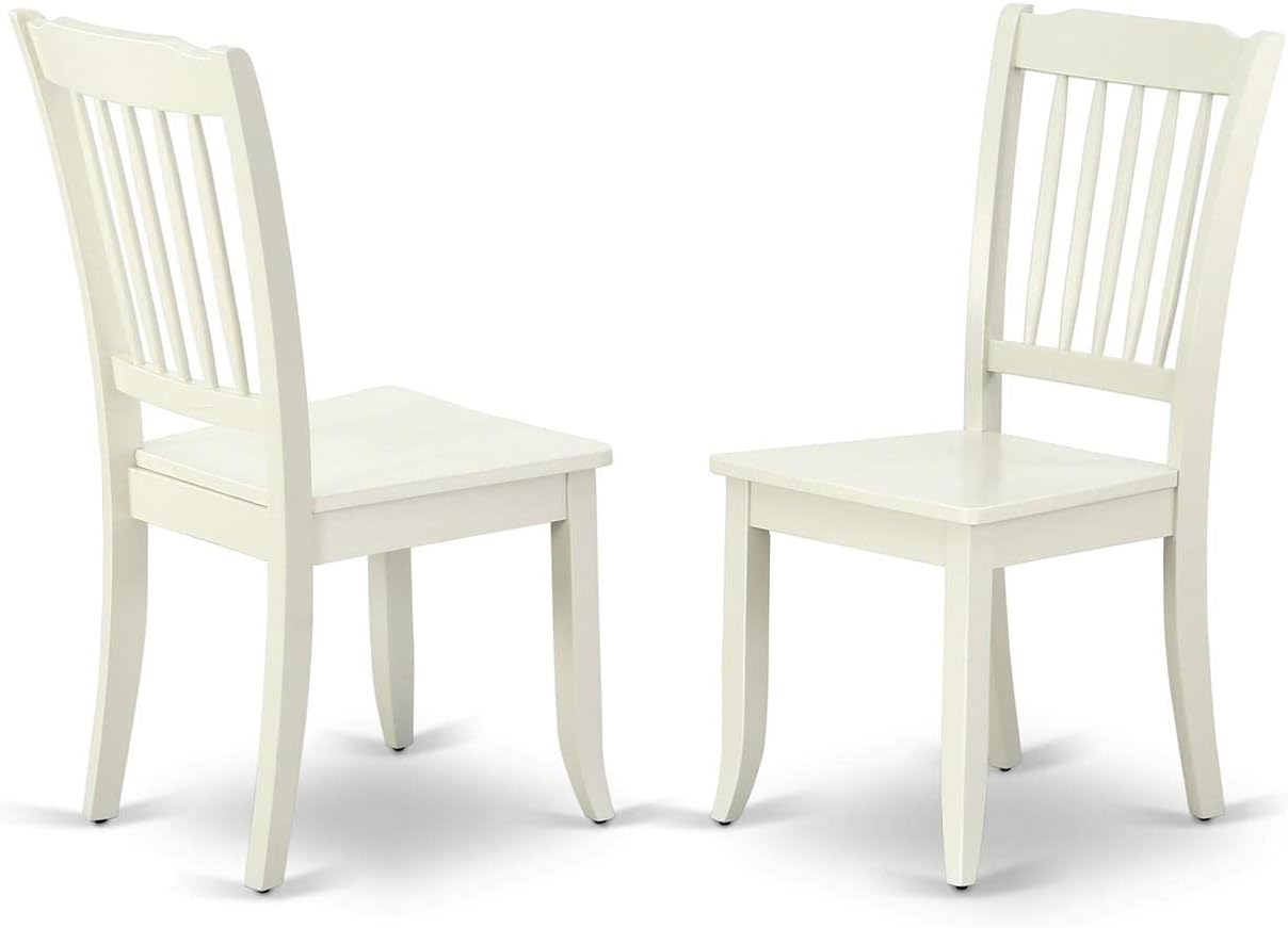 East West Furniture SHDA5-LWH-W 5 Piece Dining Room Table Set Includes a Round Kitchen Table with Pedestal and 4 Dining Chairs, 42x42 Inch, Linen White