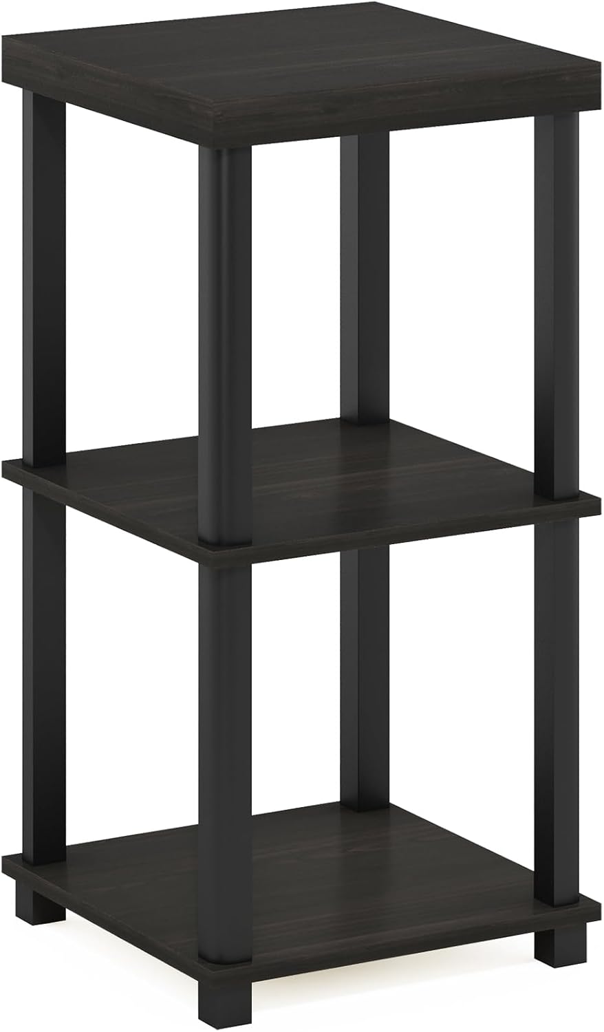 Furinno Turn-N-Tube Classic 3-Tier End Table, Side Table, Espresso/Black