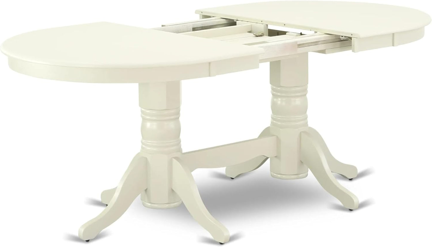 East West Furniture VAAS9-LWH-43 9 Piece Dining Room Set Includes A Wooden Dining Table and 8 Willow Green Polyester Fabric Parsons Chairs, Linen White