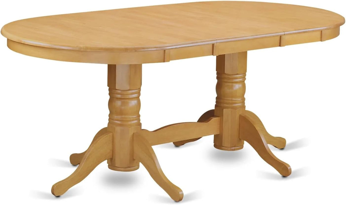 East West Furniture VAAS7-OAK-28 7 Piece Kitchen Dining Table Set Includes A Wooden Kitchen Table and 6 Brown Textured Polyester Fabric Parson Chairs, Oak
