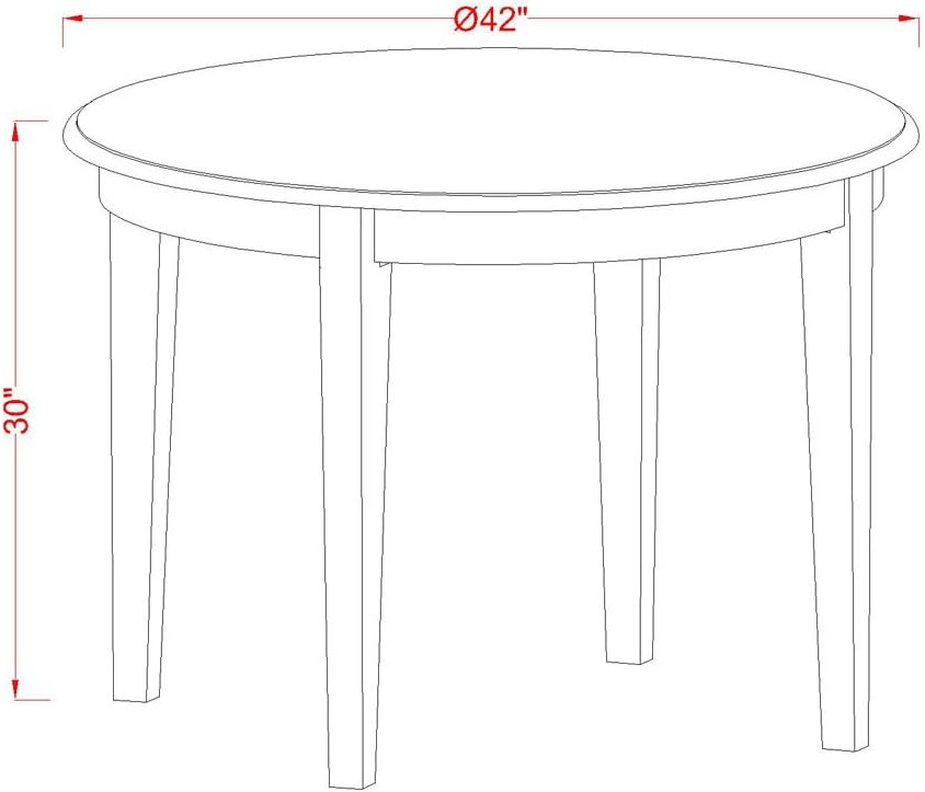 East West Furniture BONO5-LWH-W 5 Piece Dining Set Includes a Round Dinner Table and 4 Kitchen Dining Chairs, 42x42 Inch, Linen White