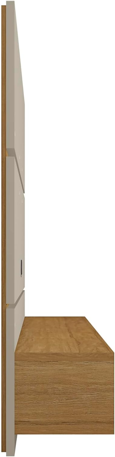 Manhattan Comfort Vernon 62" Floating Entertainment Center, Wall Mounted TV Stand for 55'' Television with Concealed & Open Storage, Hole for Cable Management, Off-White and Cinnamon