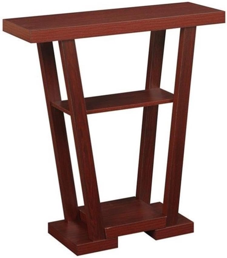 Convenience Concepts Newport V Console Table 31.5" - Modern Sofa Table with Storage Shelves, Narrow Entryway Hall Table for Living Room, Mahogany