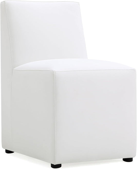 Manhattan Comfort Anna Square Modern Dining Chair with Head to Toe Faux Leather Upholstery and Plastic Foot Padding, Luxury Accent Furniture, Set of 1, Cream