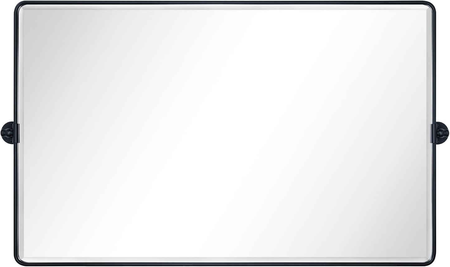 TEHOME 48x30'' Matt Black Horizontal Pivot Bathroom Vanity Mirror Large 30x48'' Black Metal Framed Rectangle Tilting Beveled Vanity Mirrors for Wall