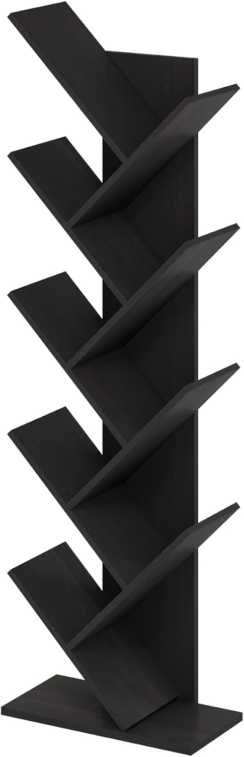 Furinno Bookshelf 9-Tier Floor Standing Tree Bookcase, Espresso