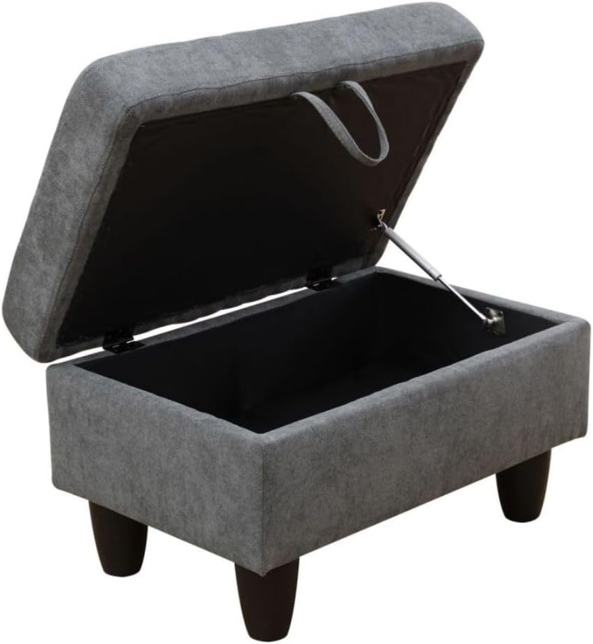 Dark Grey L-Shaped 3-Piece Flannel Sofa with Storage Ottoman Set, Sectional Couch Sofa Set for Living Room, Office, Small Space