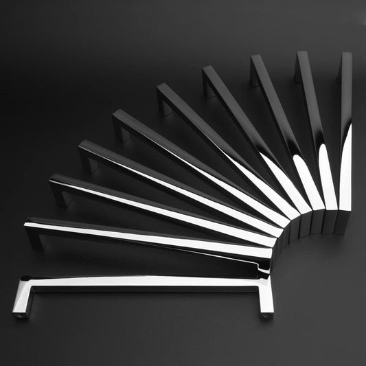 KOOFIZO Solid Square Bar Cabinet Handle - Chrome Furniture Pull, 6.3 Inch/160mm Screwhole Distance, 10-Pack for Kitchen Cupboard Door, Bedroom Dresser Drawer, Bathroom Wardrobe Hardware