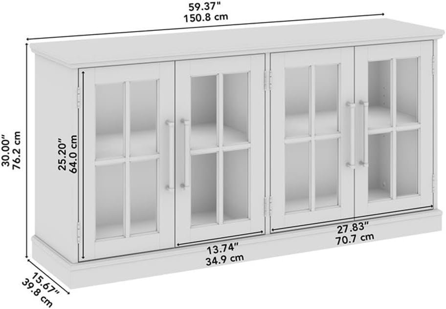 Bush Furniture Westbrook 60W TV Stand for 75 Inch TV in White Ash | Living Room Entertainment Center with Storage