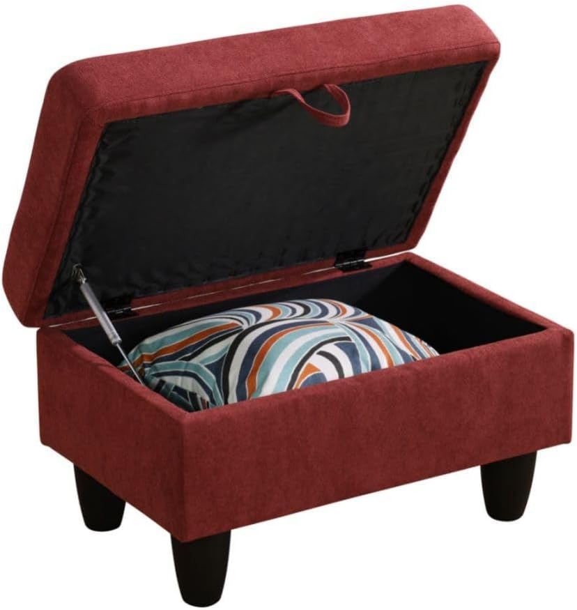 Red L-Shaped 3-Piece Flannelette Sofa with Storage Ottoman Set, Sectional Couch Sofa Set for Living Room, Office, Small Space