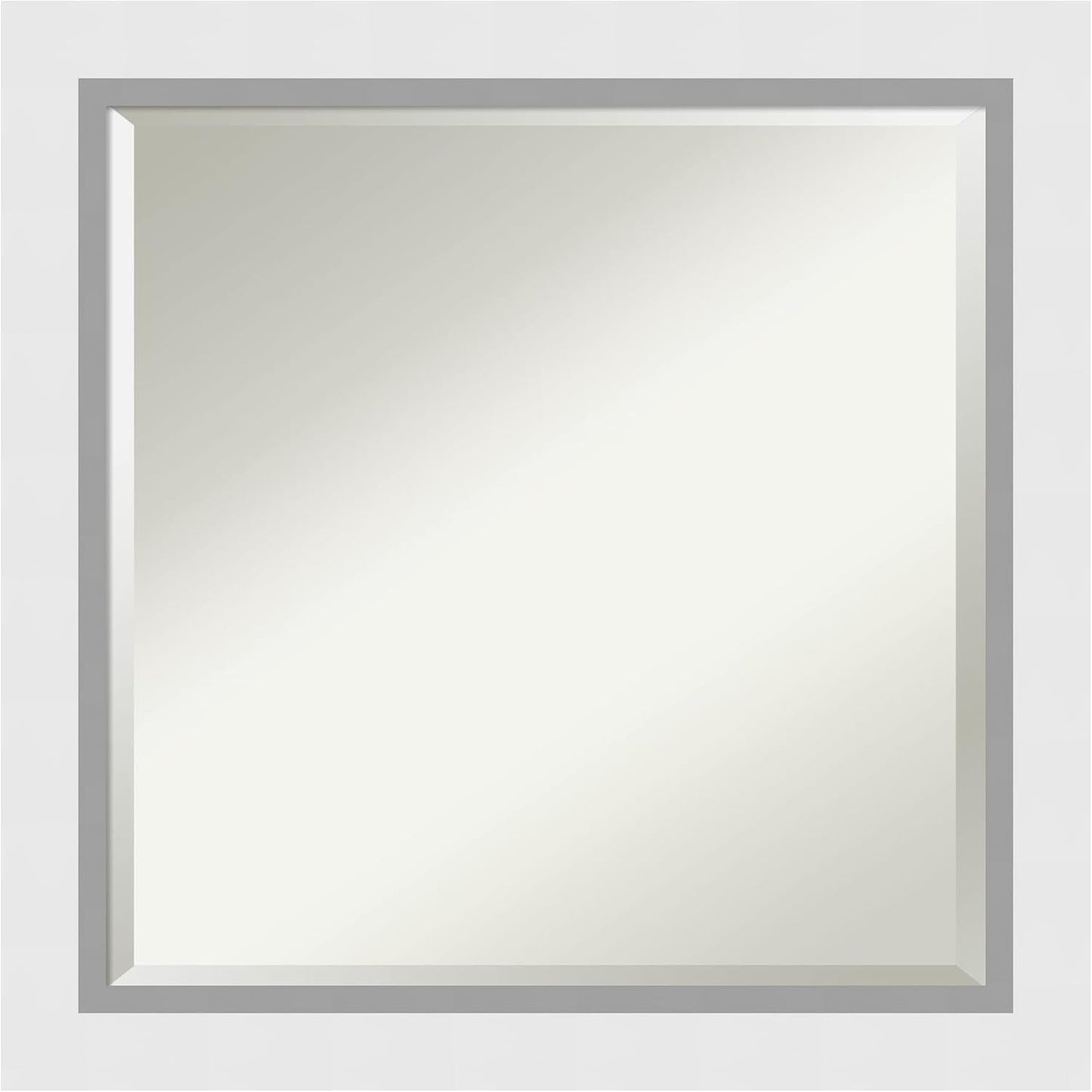 Amanti Art White Bathroom Mirror for Over Sink, 24x24 Blanco White Square Vanity Mirror, Medium Modern Contemporary Wood Frame, Hangs Horizonally and Vertically, Bathroom Wall Decor, Beveled Edge