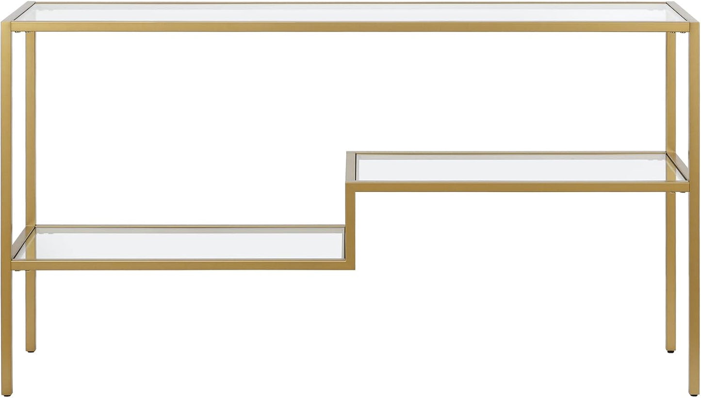 Henn&Hart 55" Wide Rectangular Console Table in Brass, Entryway Table, Accent Table for Living Room, Hallway