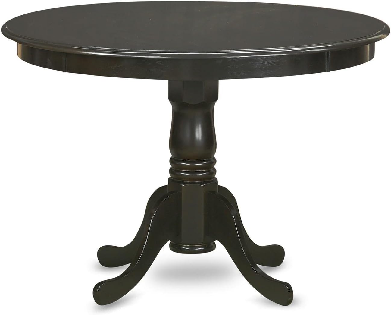 East West Furniture HLBO5-CAP-C 5 Piece Dining Room Furniture Set Includes a Round Dining Table with Pedestal and 4 Linen Fabric Upholstered Chairs, 42x42 Inch, Cappuccino