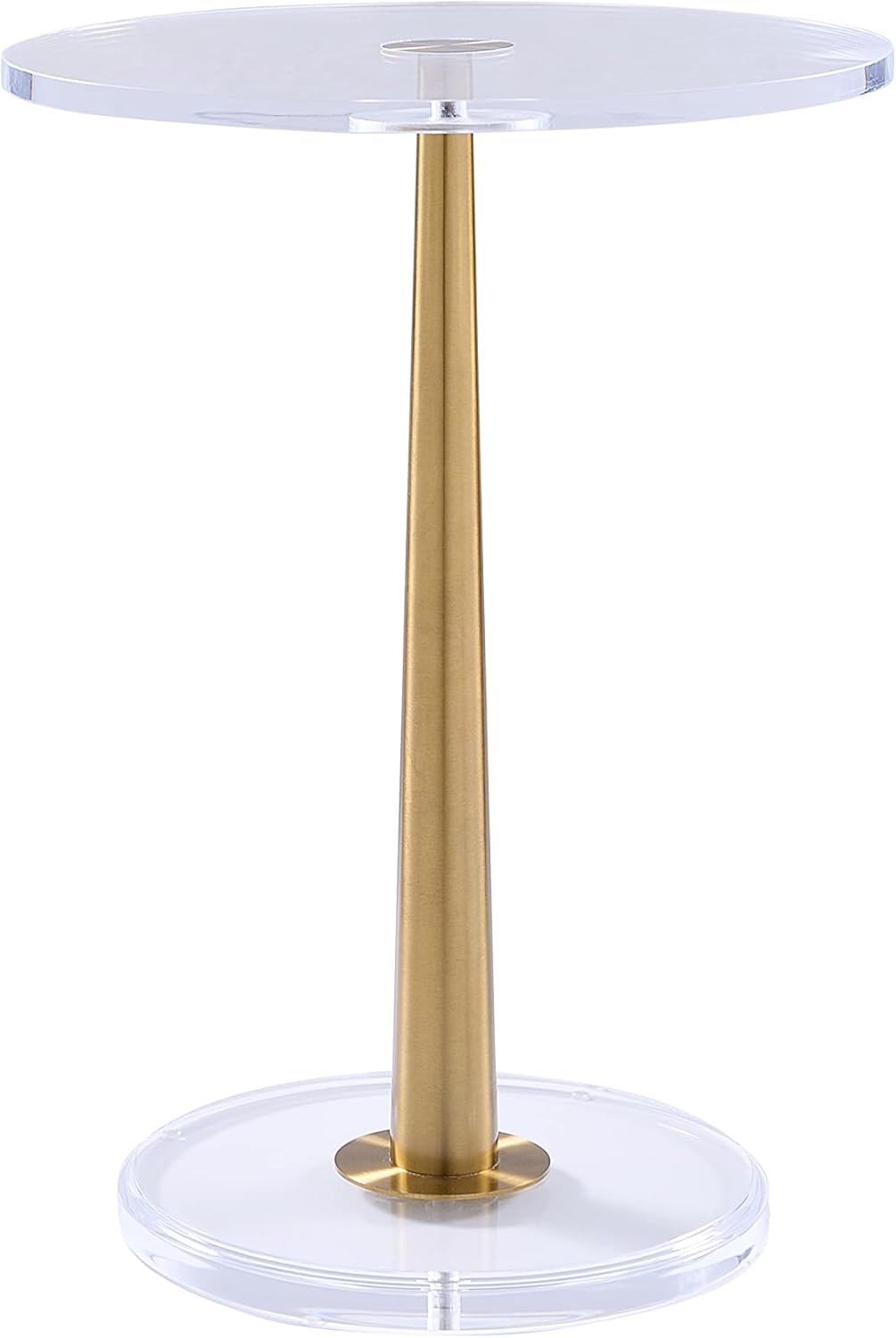 Clear Acrylic Table with Cone Metal Pole (Small, Brushed Gold) …