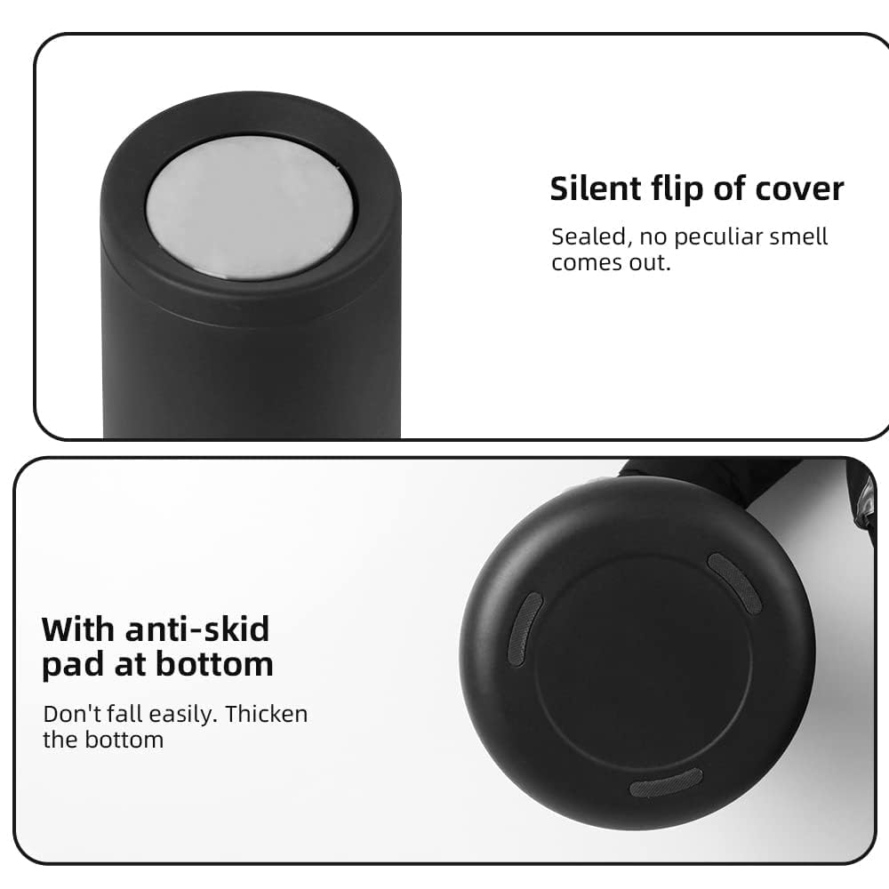 10 L/2.6 Gallon,Matte Black Bathroom Trash Can,Metal Garbage Can with Flipping Lid,for Bathroom, Living Room,Bedroom,Hotel,Office, Laundry Room (Black)