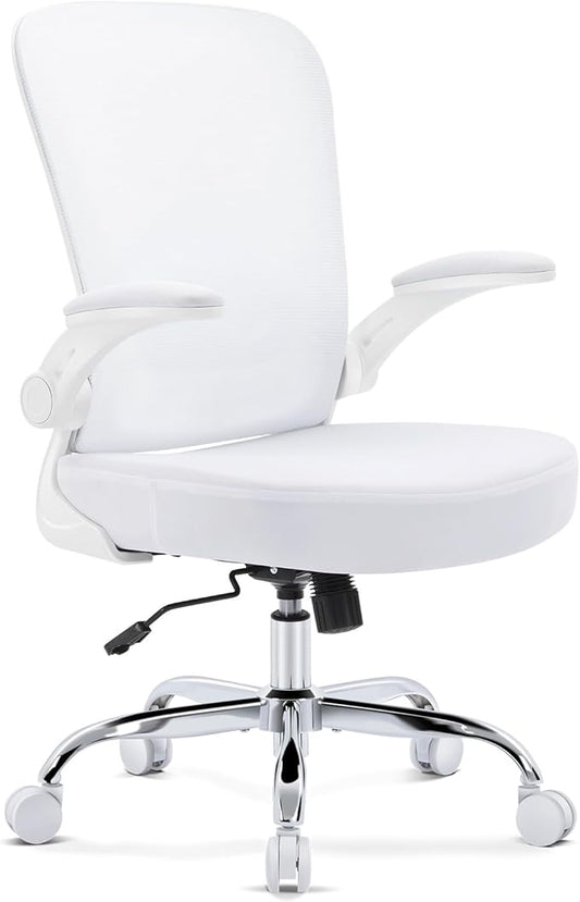 Office Chair,Ergonomic Mesh Desk Chair with Adjustable Lumbar Support,Computer Chair with Flip-up Armrests, Rolling Executive Chairs, Home Office Chair(White)